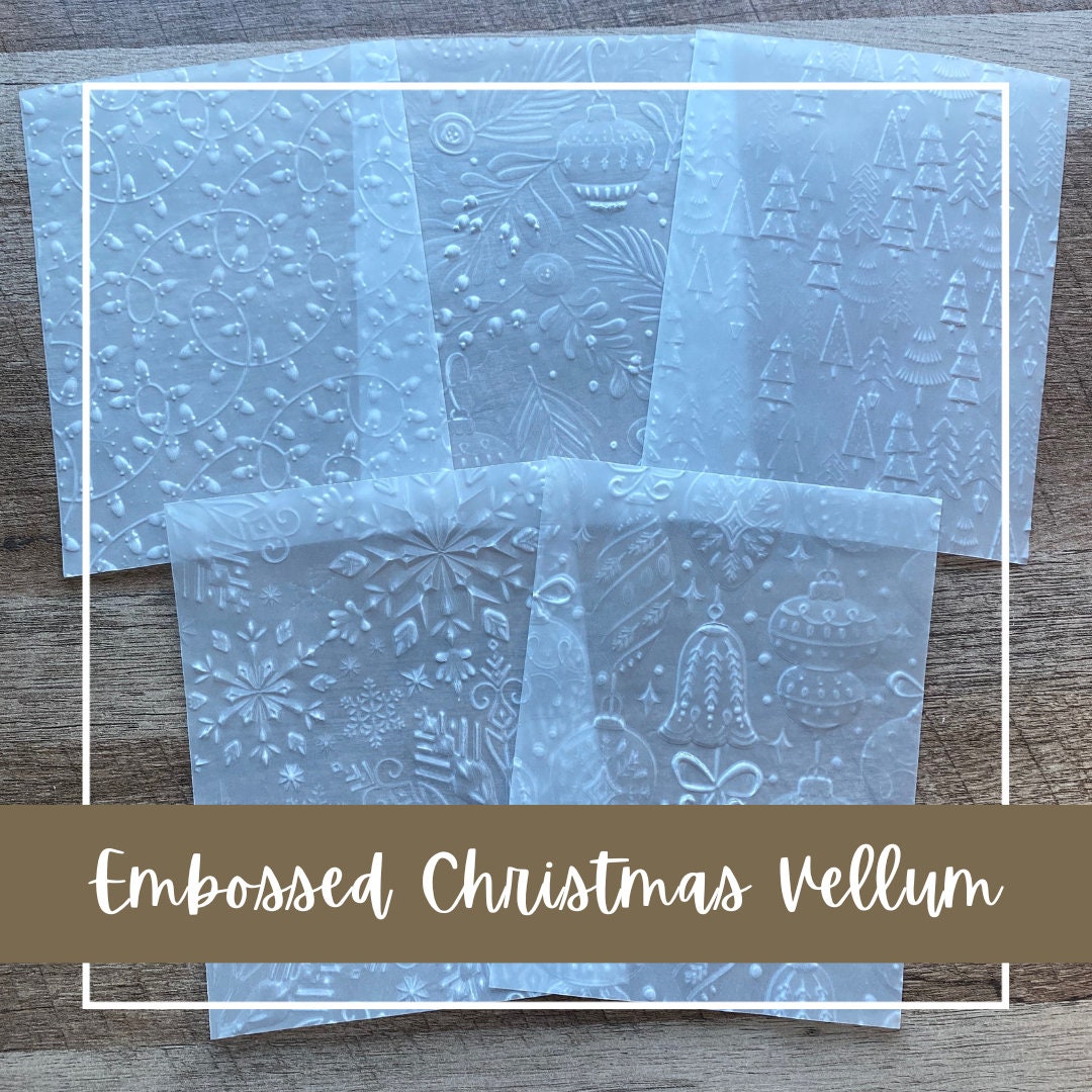 Vellum Envelopes White Snowflakes Christmas Leaves Printed 