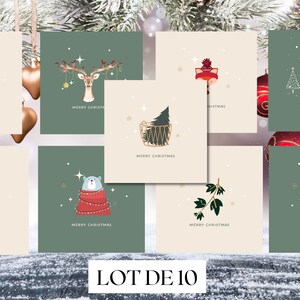 Pack de cartes de Noël mignonnes, Carte Joyeux Noël, Carte de Noël drôle, Cartes de Noël 10