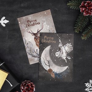 Cartolina di Natale digitale stampabile, Download istantaneo, Cartoline di Natale Animali, Cartolina di Natale ad acquerello, Cartolina di Buon Natale, Buone Feste