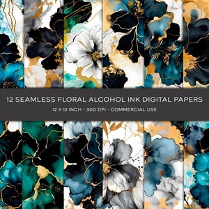 Alcohol Ink Floral Digital Paper, Seamless texture, Instant Download, Printable Pattern, Commercial Use, Scrapbook Pattern