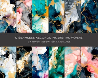 Papel digital con tinta de alcohol, Textura fluida, Descarga instantánea, Patrón imprimible, Uso comercial, Patrón de álbum de recortes