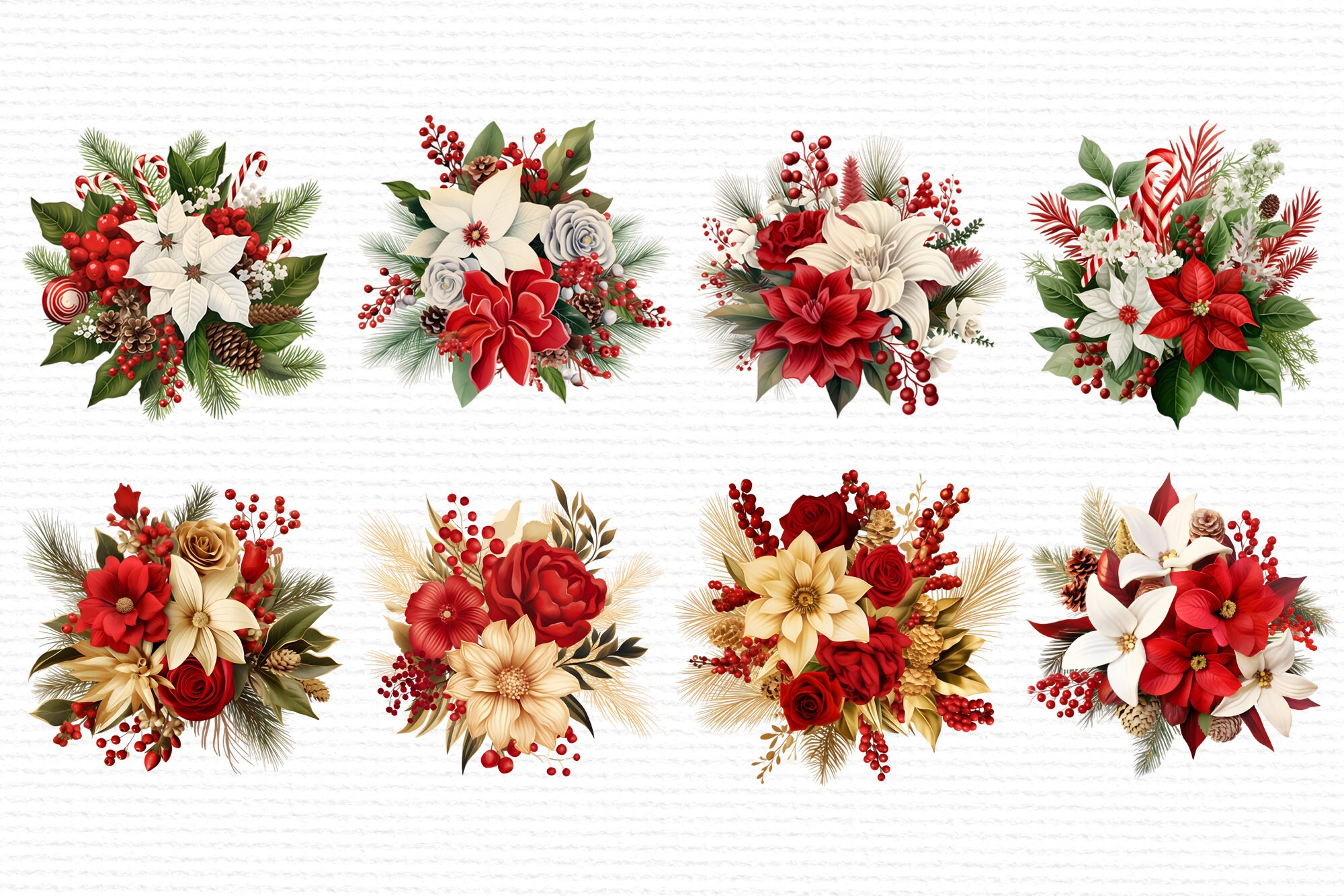 Watercolor Christmas Flowers Clipart, Transparent PNG, Floral Clipart
