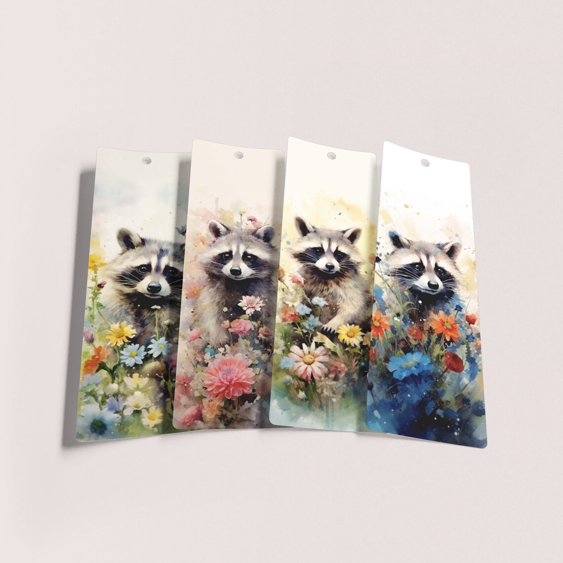 Printable Watercolor Raccoon Bookmarks, Raccoon Bookmarks, Instant ...
