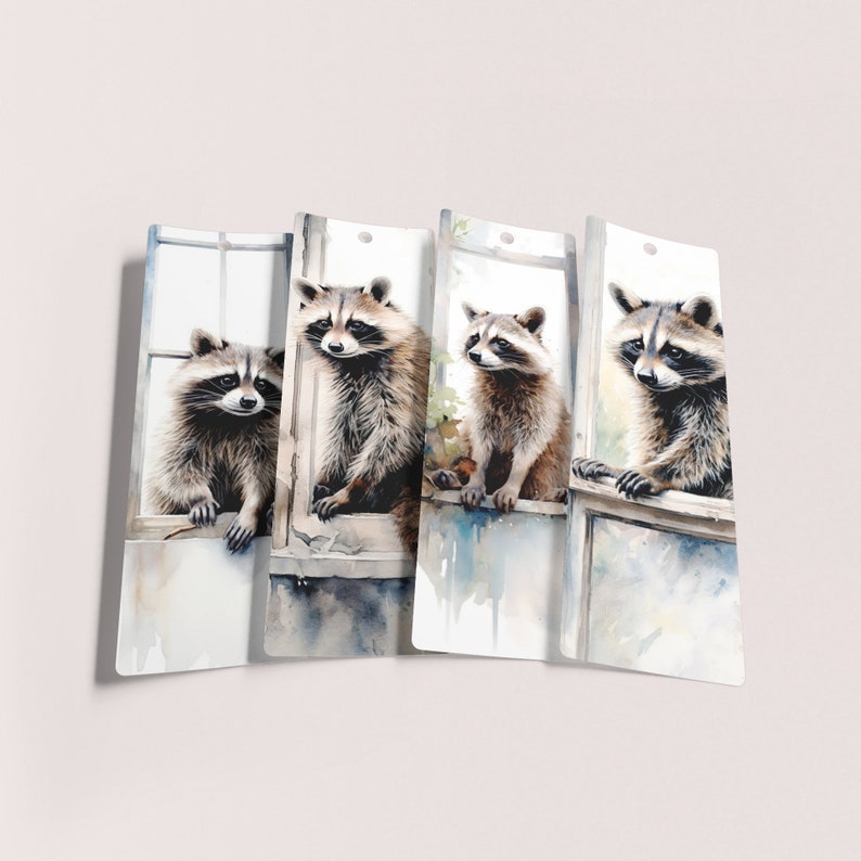 Printable Watercolor Raccoon Bookmarks, Raccoon Bookmarks, Instant ...