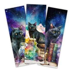 Printable Cat Bookmark, Watercolor Magic Cat Bookmark, Instant Download, Digital Product, Magic ...