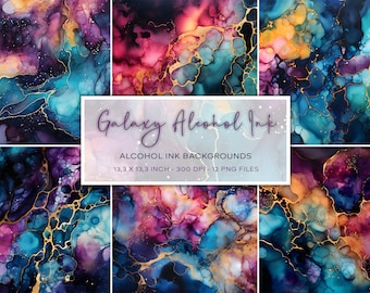 Alcohol Ink Galaxy Digital Paper, Instant Download, Printable Pattern, Commercial Use, Scrapbook Paper, Alcohol Ink Background