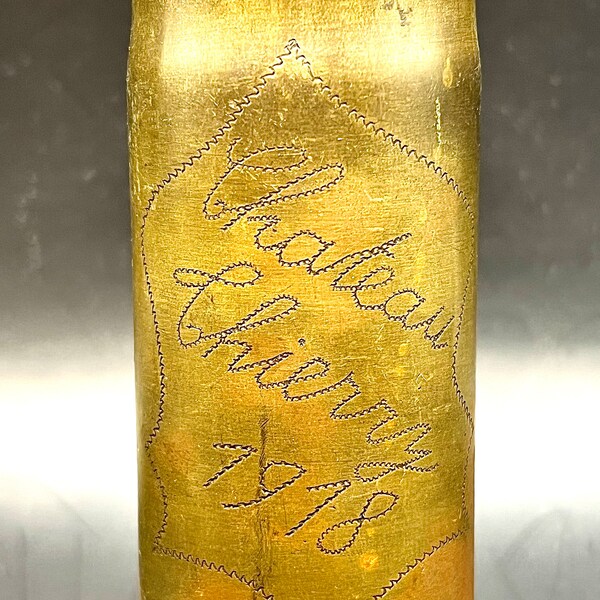 Trench Art By USA Soldier Engraved Chateau Thierry 1918 WWI France 37mm Sell