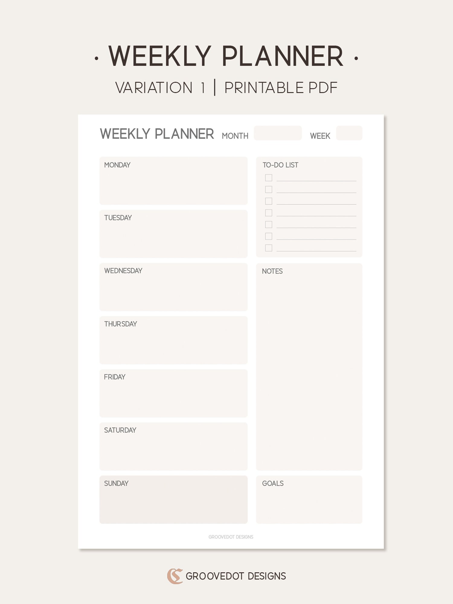 Weekly Planner Notes Printable PDF Weekly Planner Template Etsy