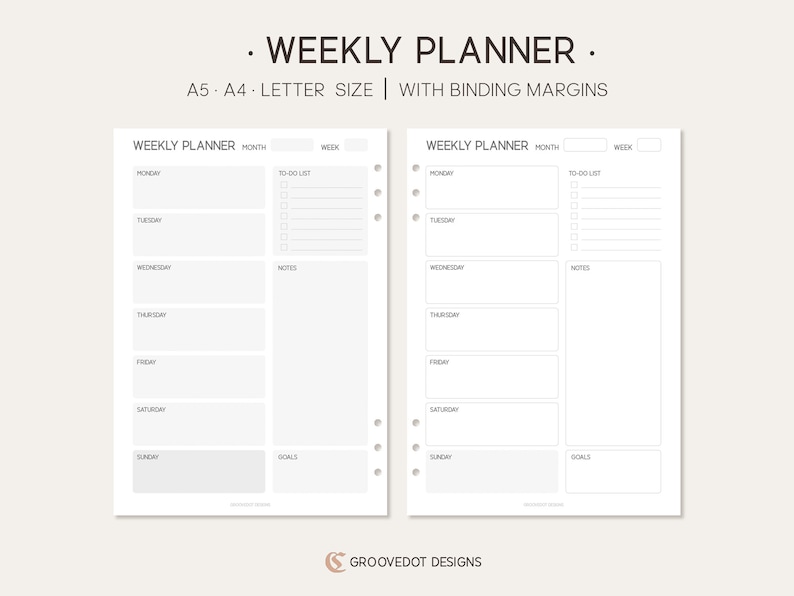 Weekly Planner Notes Printable PDF Weekly Planner Template Etsy