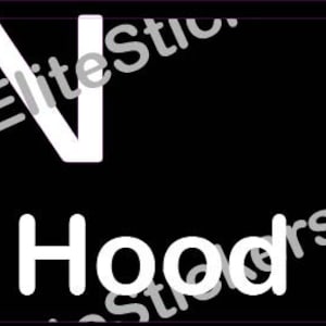 May include: White on black sticker with the text "GREN DIER" and the words "White Hood Inlays" below.