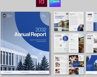 Modello di relazione annuale per college/università (Canva, InDesign)