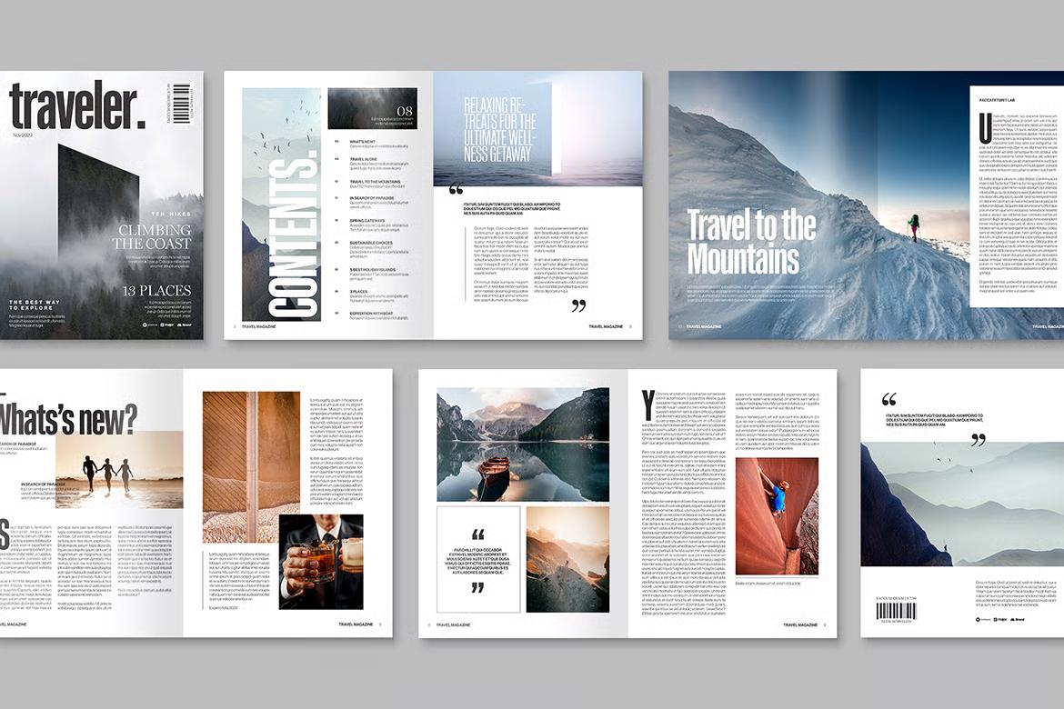 Travel Distance Indesign Travel Magazine Template, Bifold Layout, Canva, Indesign (INDD, IDML ...