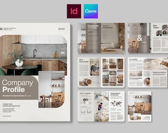 Modello moderno di brochure con profilo aziendale in Canva, InDesign INDD e IDML