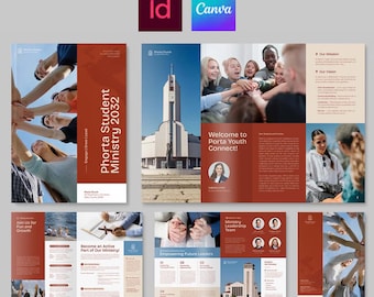 Modello di brochure moderna per il ministero ecclesiastico (Canva, InDesign)