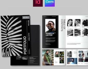 Modello per portfolio fotografico per fotografi • 40 layout di pagina • Compatibile con Canva, InDesign, INDD e IDML