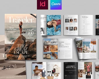 Modello per rivista di viaggi di lusso, 40 pagine (Canva, InDesign)