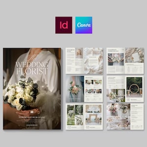May include: A wedding florist brochure with a soft, elegant design. The cover features a person holding a bouquet of white and green flowers. Inside, there are images of floral arrangements and wedding decor. The brochure includes the text "The Wedding Florist" and "Flowers That Speak of Love."