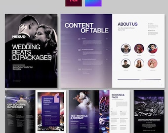 Plantilla de folleto de DJ para eventos, discotecas y bodas (Canva - Formatos InDesign)