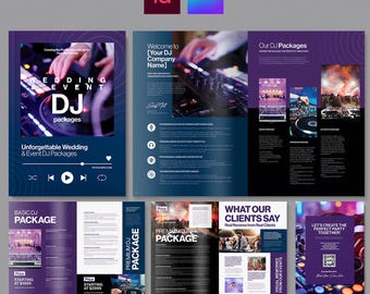 Plantilla de folleto de DJ para eventos, discotecas y bodas.