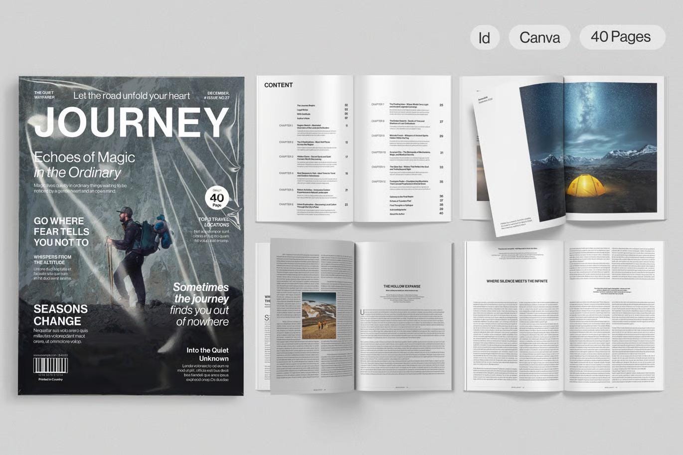 Magazine Article Layout Format 40 Page Magazine Template for Long Format Stories, Editorial Content ...
