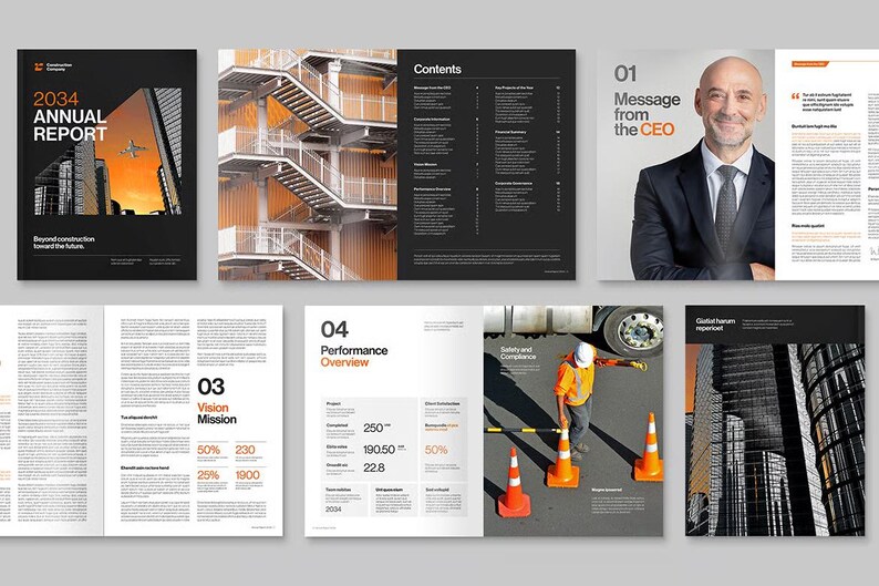 Themes Indesign Annual Report and Company Profile Template With Construction Industry ...