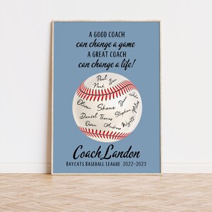 Baseball Coach Gift, Personalized Baseball Coach Gifts, Softball Coach Gift, End Of Season Baseball Gift, Coach Gift Softball Printable Art