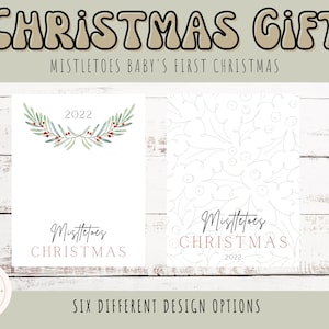 Mistletoes Baby&#39;s First Christmas - 2022 - 8&quot;x10&quot; and Printable - Instant Download Footprint Christmas Gift - Baby&#39;s footprint