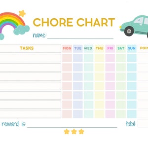 Printable Kids Weekly Chore Chart, Kids Task Planner, Kids Productivity Tracker, Family Chore Chart, Chore Tracker, Weekly Routine Builder
