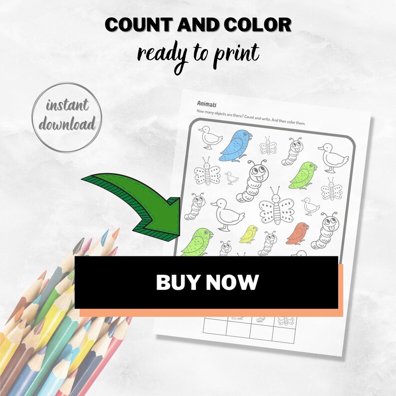 Printable count and color activity pack for toddlers and preschoolers