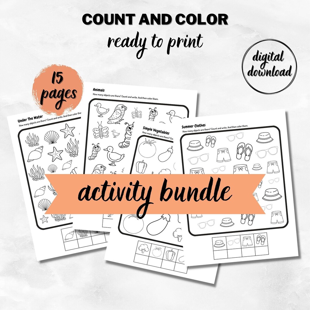 Printable count and color activity pack for toddlers and preschoolers
