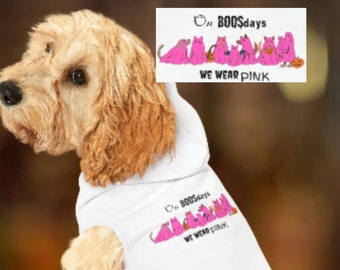 On Boos Days We Wear Pink Dog Or Cat Hoodie, Sizes XS-L, On Wednesdays We Wear Pink Dog Or Cat Gift, Clothing