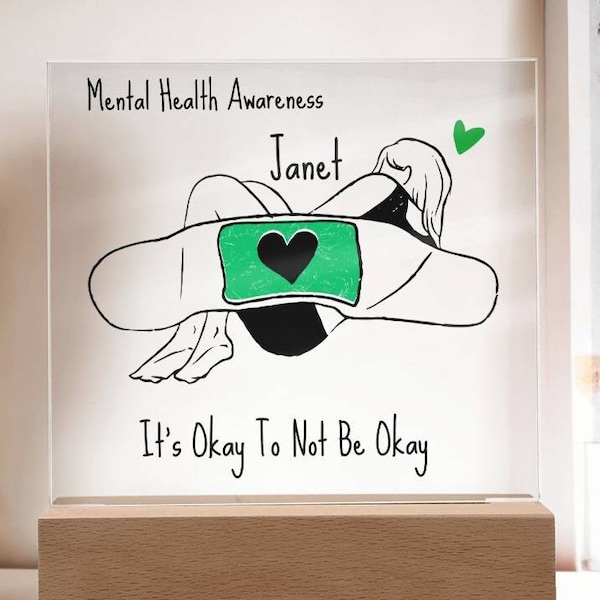 Personalized Mental Health Awareness Month Self Love Plaque For Mental Health, Addiction, Sobriety, Recovery, Postpartum Depression