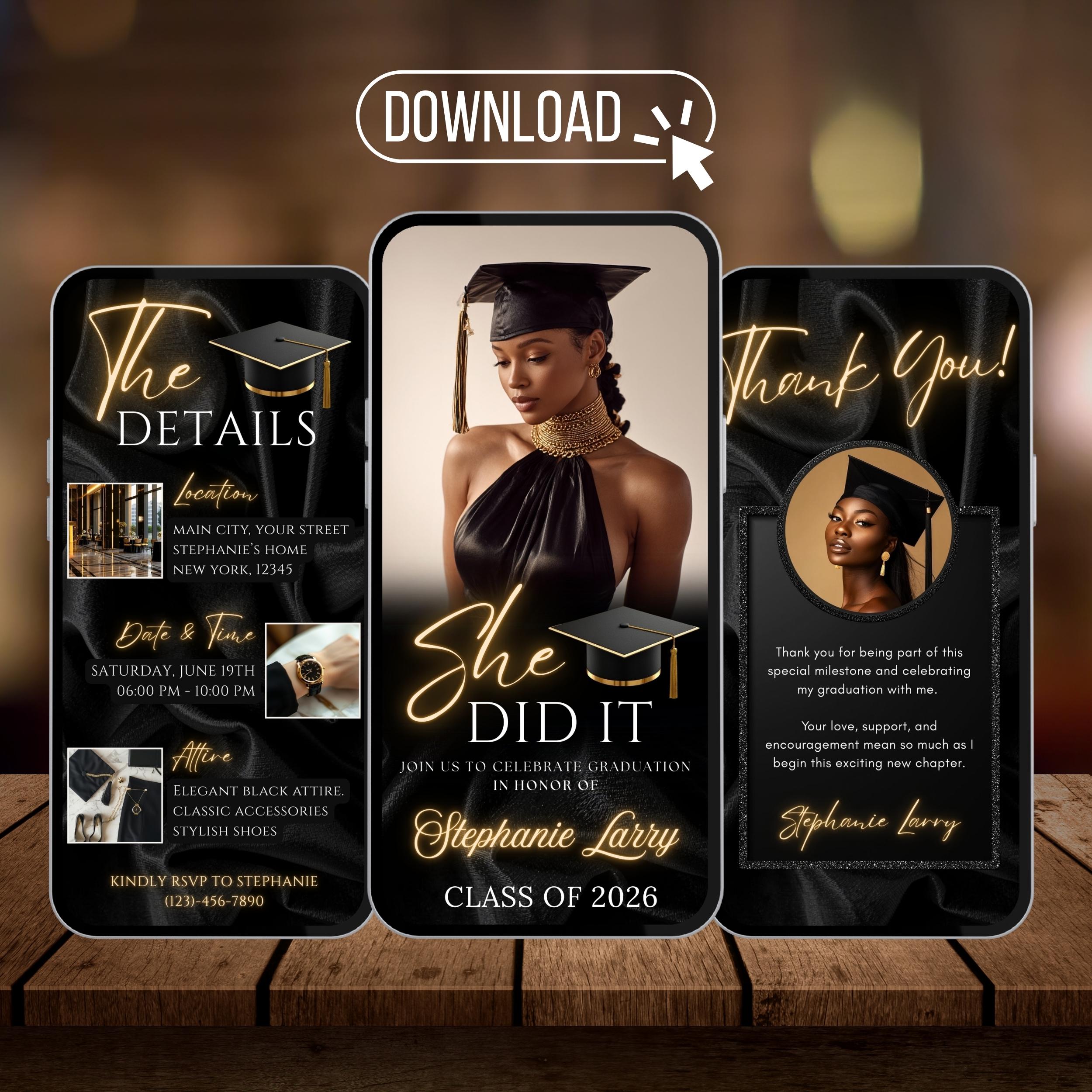 Congrats Graduation Flyer Video Invitation Template, Digital Grad ...