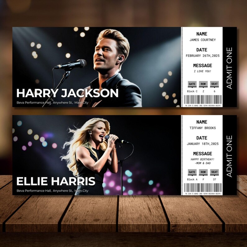 Ticket Bottom Editable Concert Ticket Template, Personalized Gift (canva Digital ...