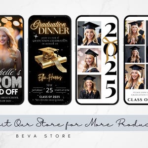 Neon Gold Glitter Photo Collage Graduation Video Invitation 2027, Digital Luxury Grad Invite, Animated Senior Grad Canva Evite image 11