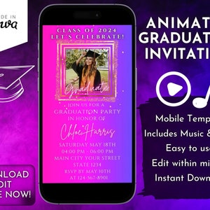 2025 Digital Graduation Invitation, Graduation Party, Graduation Announcement, College Graduation Invite Template, Grad Invitations for Girl