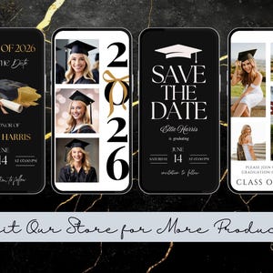 Digital She Did It Graduation Party Animated Video Invitation, Neon Gold Grad Announcement Class of 2026, Editable Canva Template for Her image 11