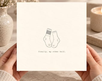 Finally My Other Half Minimalist Love Card Printable, Funny Anniversary Card for Couple, Boyfriend Girlfriend Card, Digital Download