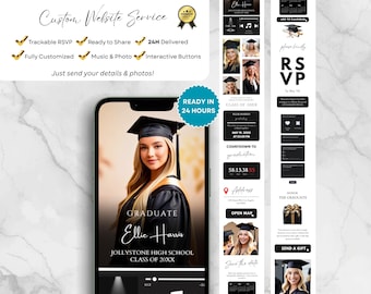 Custom Graduation Ceremony Website Service, Class of 2026 Grad Event Page Online Trackable RSVP System, Interactive Graduation 24H Delivery