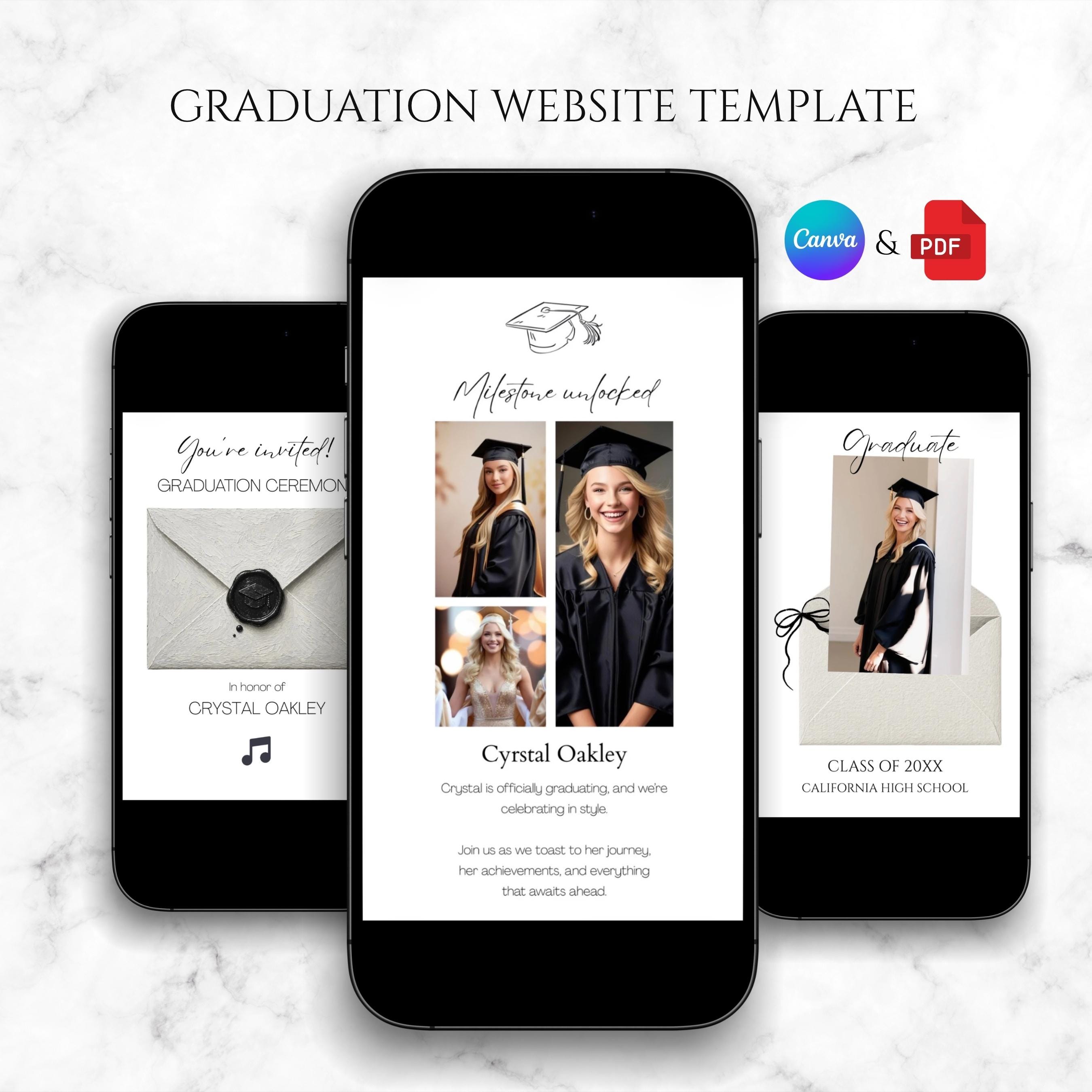 Minimal Graduation Website Template Canva RSVP Trackable Class of 2026 ...