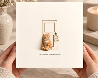 Currently Unavailable Funny Cat Card Printable, Introvert Cat Lover Gift, Homebody Friendship Card, Funny Pet Card, Digital Download