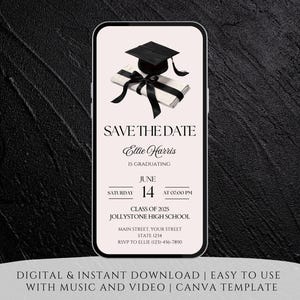2025 Digital Save the Date Graduation Ceremony Invitation, High School Graduation Ceremony Mobile Invite, College Graduation Party E-Invite