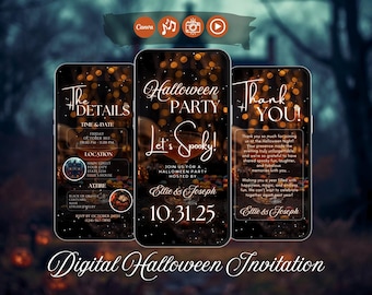 Digital Halloween Invitation, Halloween Party Video Invite, Instant Download, 2025 Halloween Bash, Spooky Party Evite, Editable Template DIY