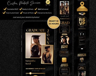 Custom Graduation Ceremony Website Service, Class of 2026 Grad Event Page Online Trackable RSVP System, Interactive Graduation 24H Delivery
