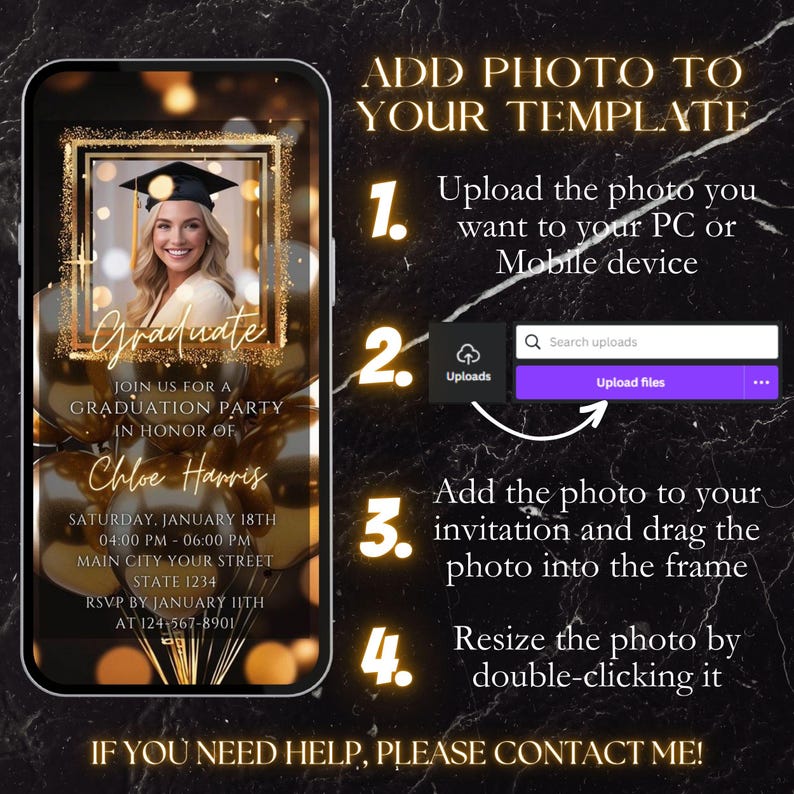 Luxury Graduation Video Invitation 2026, Animated Party Invite, Gold ...
