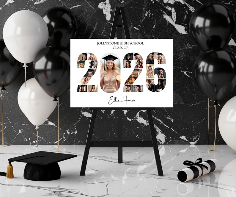 Graduation Photo Collage Welcome Sign Template, Class of 2026 Poster ...