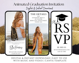 Minimalist Graduation Party Invitation Class of 2026, Senior Grad Announcement, Modern Graduation Invite, Digital Download, Mobile Evite DIY