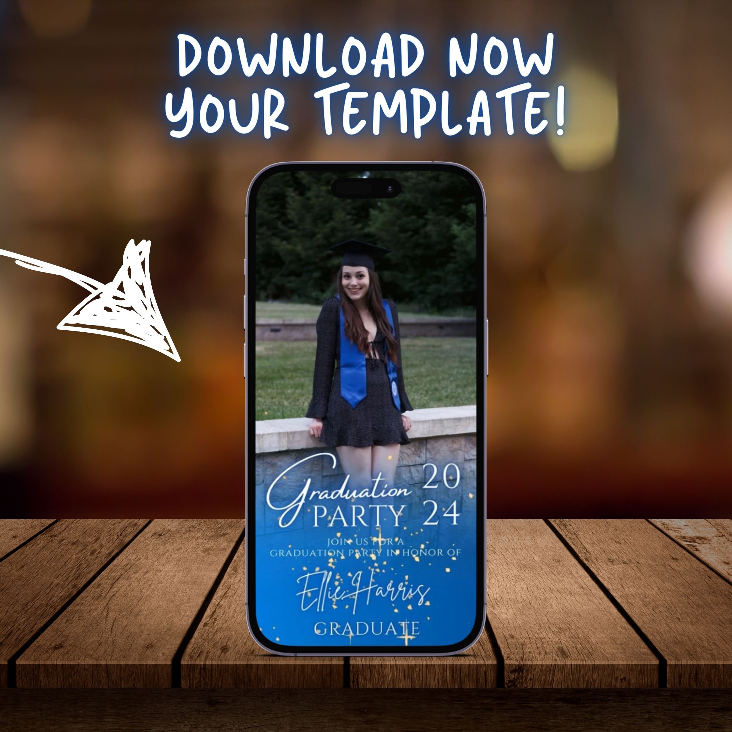 2024 Digital Blue Graduation Invitation, Graduation Party, Graduation ...