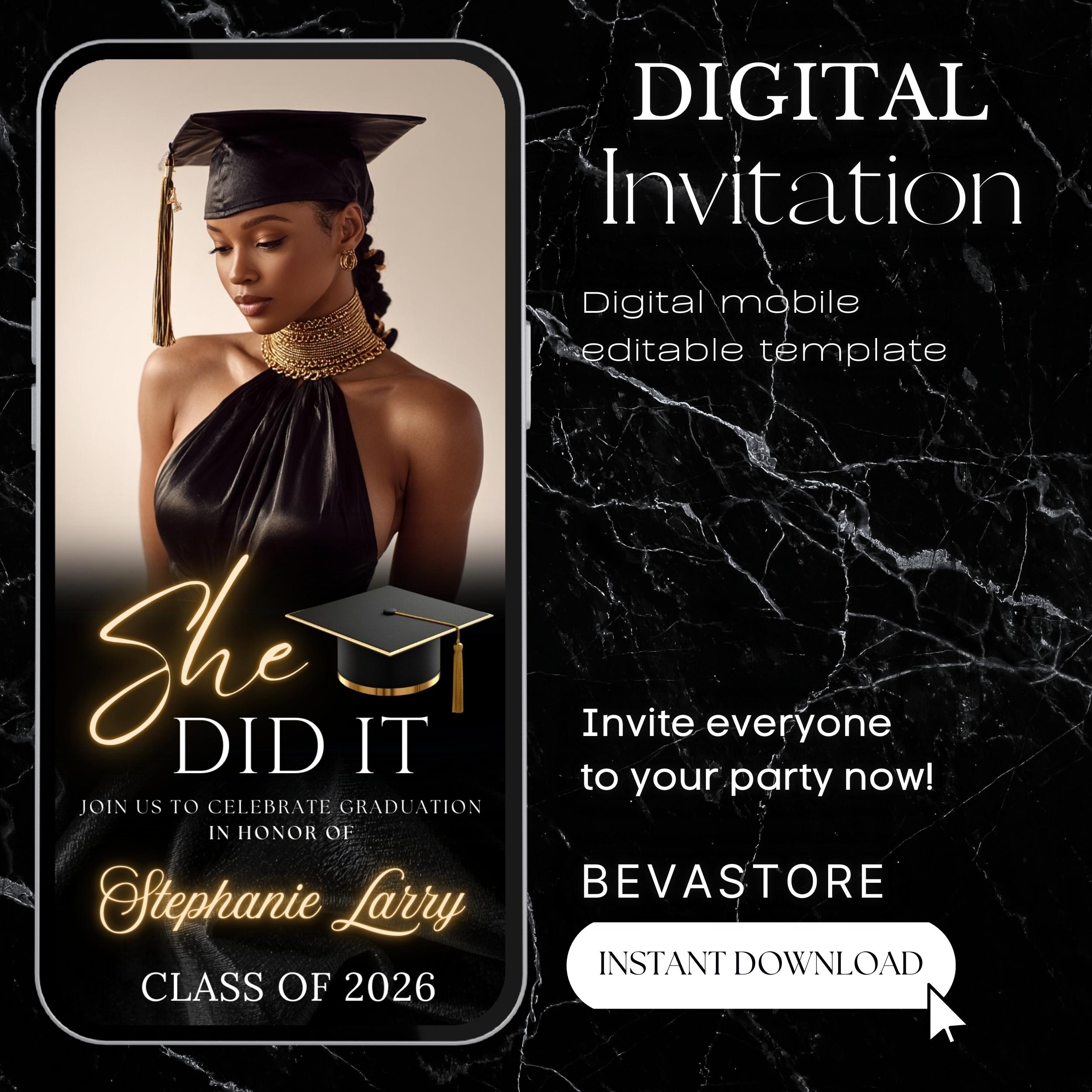 Congrats Graduation Flyer Video Invitation Template, Digital Grad ...
