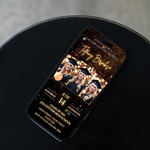 Neon Gold Glitter Photo Collage Graduation Video Invitation 2027, Digital Luxury Grad Invite, Animated Senior Grad Canva Evite image 9